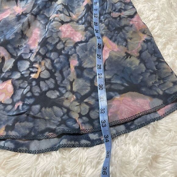 Aritzia Wilfred Free Silk Dress Blue Floral Spagetti Strap Ruffle Mini Summer Si - Picture 10 of 12